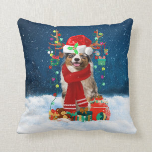 Coussin Australian Shepherd Laisser neiger Noël