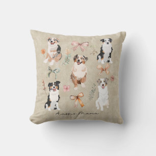 Coussin Australian Shepherd Mom & Aussie Mama Coquette Bow