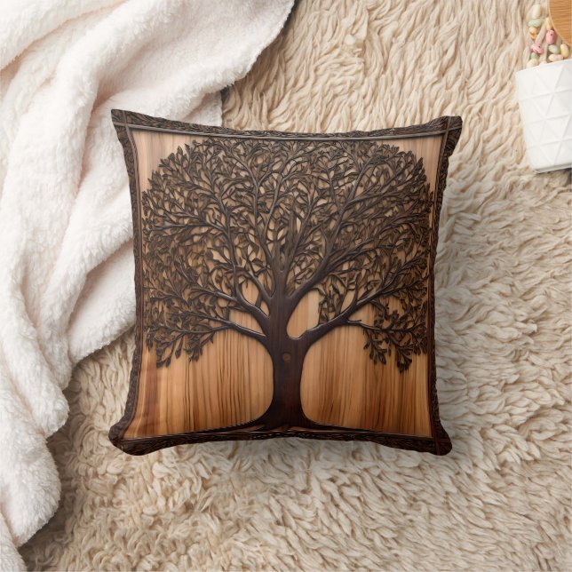 Coussin Australian Wattle Tree 3D Wood Print, (Couverture)