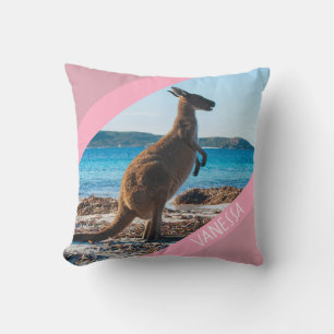 Coussin Australie Kangaroo sur la plage, Accent rose