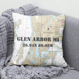 Coussin Authentic Nautical Chart Traverse City Michigan