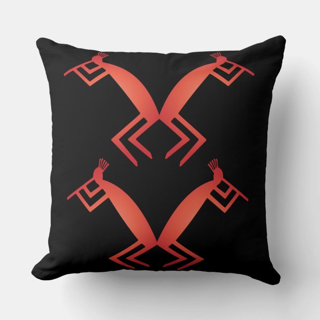 Coussin Autochtone Abstrait Kokopelli (Recto)