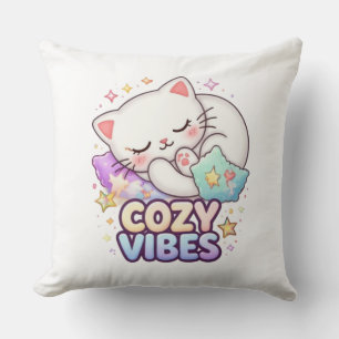 Coussin Autocollant de chat ambiance cosy   Chat mignon en