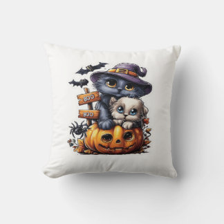 Coussin Autocollant de chat Halloween mignon � Chapeau de