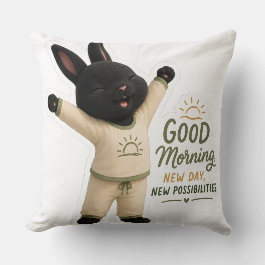 Coussin Autocollant de lapin étiré du matin (Recto)
