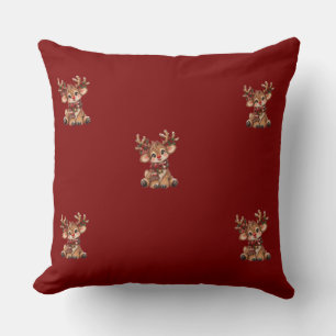 Coussin Autocollant de rennes de Noël mignon – Hiver Kawai