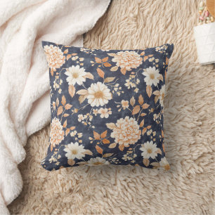Coussin Automne Agritourisme automne Jeu Bleu Floral