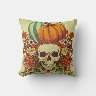 Coussin Automne/Automne/Halloween/citrouille/squelette