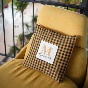 Coussin Automne Automne Simple Orange Buffalo Check Custom