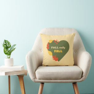 Coussin Automne Automne Texte Automne Coeur Orange Feuille