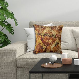 Coussin Automne Automne Vintage Russe Orange Brown Damas