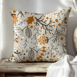 Coussin Automne Berries Feuilles et Branches Motif<br><div class="desc">Trendy mignon automne baies d'automne,  feuilles et branches motif. Doté d'une belle baie,  d'une brindille,  d'une feuille illustrée,  parfait pour la saison de Thanksgiving. Cliquez sur "Customisez-le" pour customiser avec vos propres initiales ou nom pour en faire votre propre modèle moderne. Fait un cadeau unique.</div>