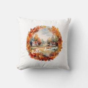 Coussin Automne Boho Watercolor Citrouille Cottage