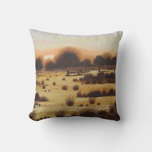 Coussin automne boisé rustique Coucher de soleil (Recto)