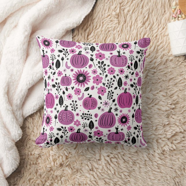 Coussin Automne Citrouille Boho Florals (Couverture)