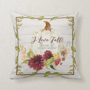 Coussin Automne Citrouille Rustic Farmhouse Bourgogne Flor