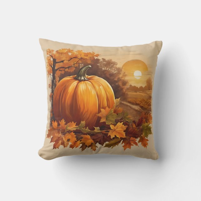 Coussin Automne Couleurs Automne Paysage Citrouille (Recto)