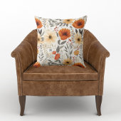 Coussin Automne Cute Orange Floral Motif Blanc