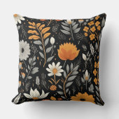 Coussin Automne Élégant Feuille motif floral noir (Recto)