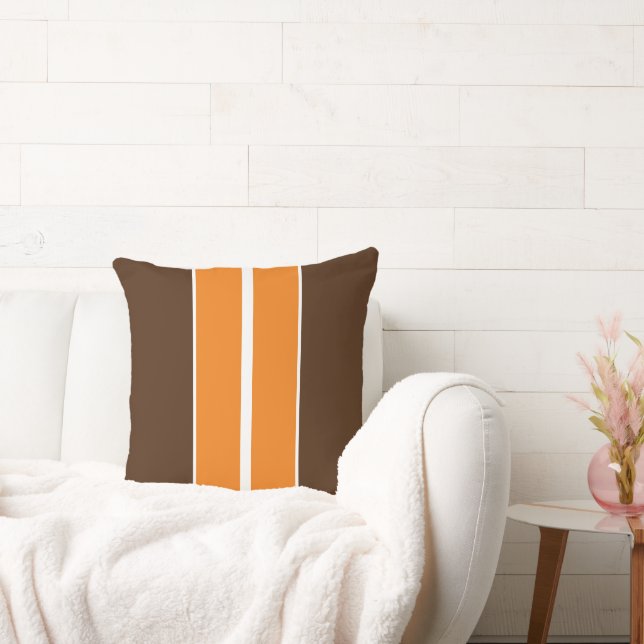 Coussin Automne Festival Orange Cocoa Brown Racing Stripes (Canapé)