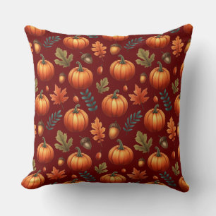 Coussin Automne Feuilles D'Automne Et Citrouille Motif san