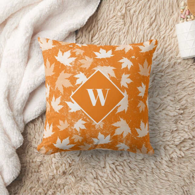 Coussin Automne Feuilles Motif Monogramme (Couverture)