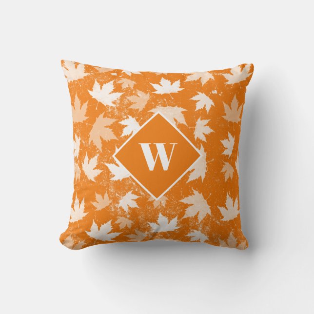 Coussin Automne Feuilles Motif Monogramme (Recto)