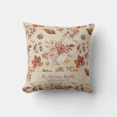 Coussin Automne fleurs aquarelle nom personnalisé (Recto)
