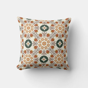 Coussin Automne Floral Géométrique, Vintage sans fil.