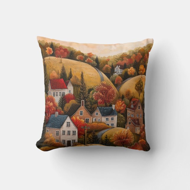 Coussin Automne Folk Art Huile Peinture Cuisine (Recto)