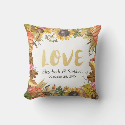 Coussin Automne Maple Feuille Wedding shower Citrouille (Recto)