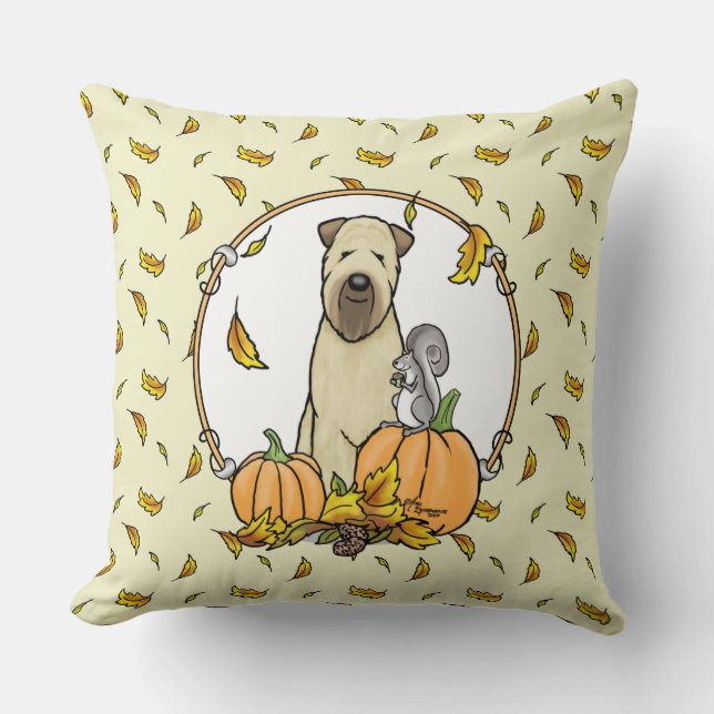 Coussin Automne Roue Terrier (blé 1b2) Citrouille mignon (Recto)