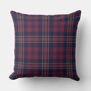 Coussin Automne Sombre Automne Cabine Marine Rouge Tartan 