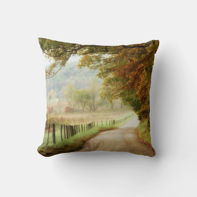 Coussin Automne sur une route de campagne (Recto)