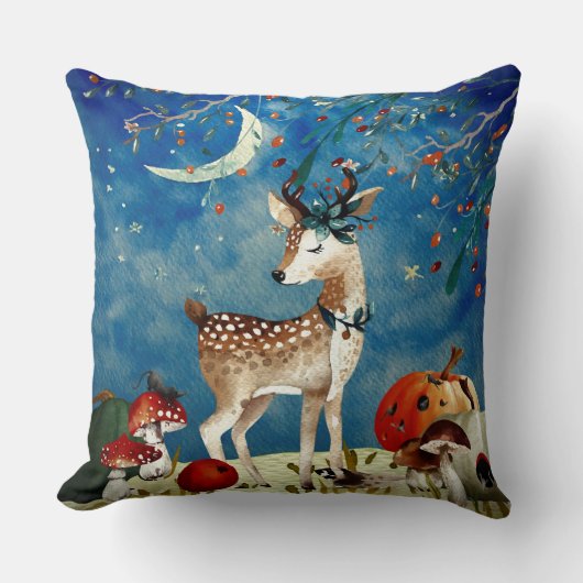 Coussin Automne Woodland Friends Deer Forest Illustration (Recto)