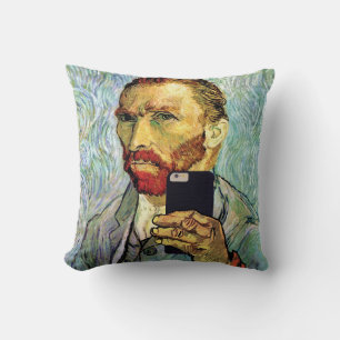 Coussin Autoportrait de Vincent Van Gogh avec selfie de té
