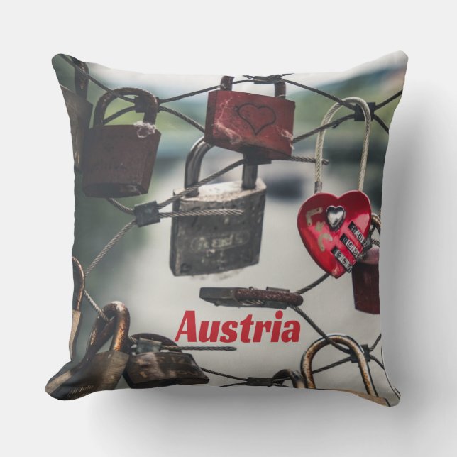 Coussin Autriche Love Locks Pont Salzbourg (Recto)