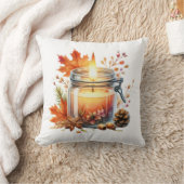 Coussin Autumn Candle & Fall Leaves Decorative Throw Pillo (Couverture)