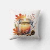 Coussin Autumn Candle & Fall Leaves Decorative Throw Pillo (Verso)
