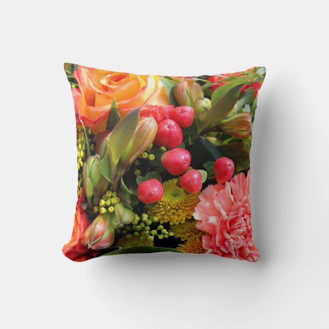 Coussin Autumn Colors Flower Bouquet (Recto)