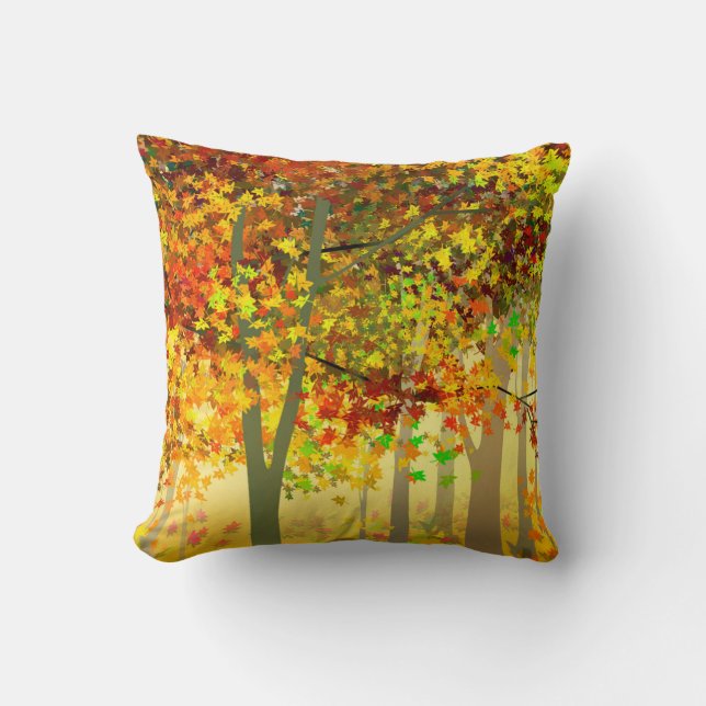 Coussin Autumn Forest Colorful Leaves Throw Pillow (Recto)