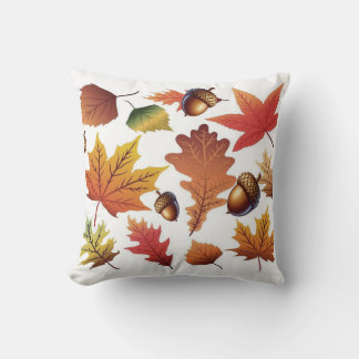 Coussin Autumn Leaves & Acorns Pattern Pillow