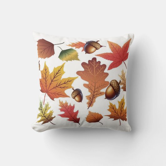 Coussin Autumn Leaves & Acorns Pattern Pillow (Recto)