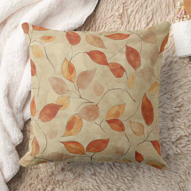 Coussin Autumn Whisper - Fall Leaves in Warm Earth Tones (Couverture)