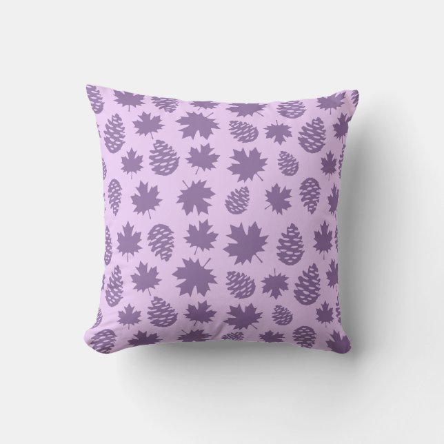 Coussin Autumnal Leafs in Purple Tones - Nature Pattern (Recto)