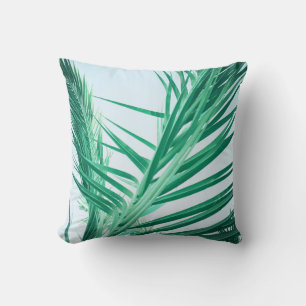 Coussin aux feuilles de palmier vert pâle