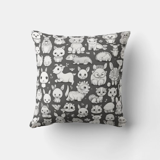 Coussin avec 20 animaux adorables différents (Verso)
