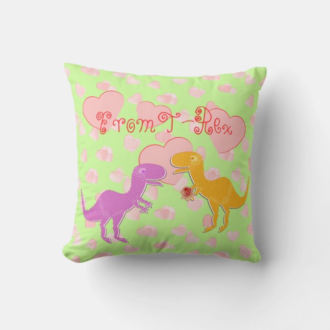 Coussin Avec amour des coeurs de dinosaure de T-Rex (Recto)