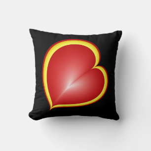 Coussin Avec beaucoup d'amour Rouge Coeurs Jaunes Fractal 