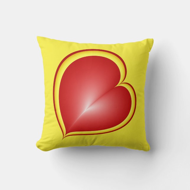 Coussin Avec beaucoup d'amour Rouge Coeurs Jaunes Fractal  (Recto)